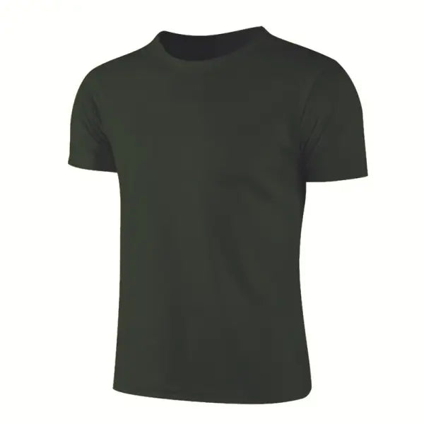 Men’s Quick-Dry Round Neck Sports T-Shirt – Breathable Gym Running Fitness Training Top - drak green / 4XL