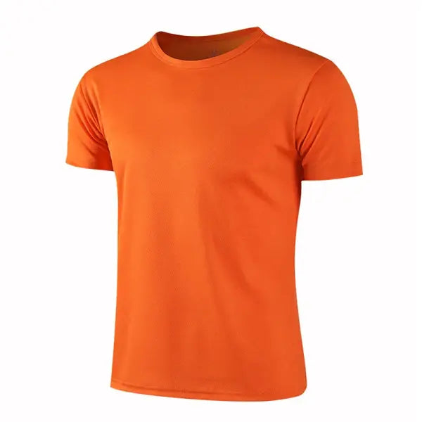 Men’s Quick-Dry Round Neck Sports T-Shirt – Breathable Gym Running Fitness Training Top - orange / XL
