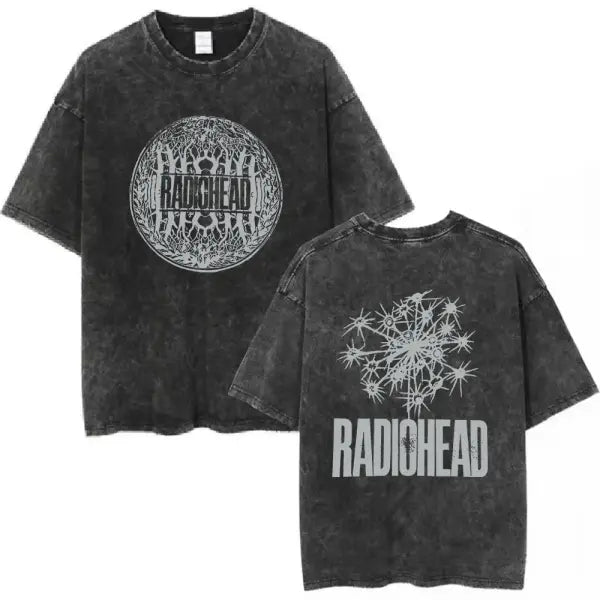 Radiohead Rock Band Washed Cotton T Shirt Men Women Hip Hop Music Tee Fashion Short Sleeve Tshirt Summer Oversized