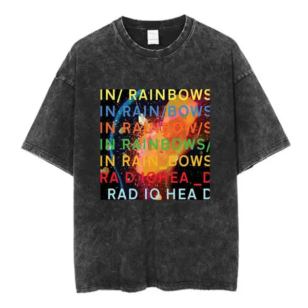 Radiohead Rock Band Washed Cotton T Shirt Men Women Hip Hop Music Tee Fashion Short Sleeve Tshirt Summer Oversized