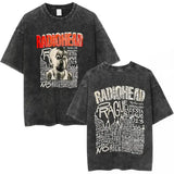 Radiohead Rock Band Washed Cotton T Shirt Men Women Hip Hop Music Tee Fashion Short Sleeve Tshirt Summer Oversized