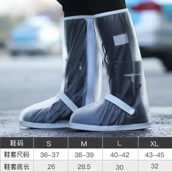 Rain Boot Shoe Cover Black Waterproof with Reflector High Top Clear Shoes Dust Covers for Motorcycle Bike Rain Cover