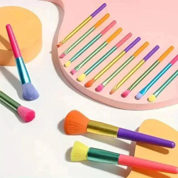 Rainbow Color Makeup Brush Set with 15 Professional Makeup Brushes - Himpall
