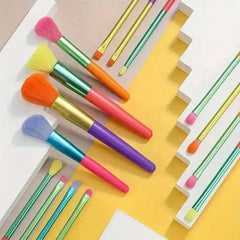 Rainbow Color Makeup Brush Set with 15 Professional Makeup Brushes - Himpall