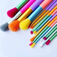Rainbow Color Makeup Brush Set with 15 Professional Makeup Brushes - Himpall