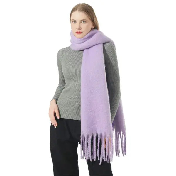 Rainbow Plaid Winter Scarf for Women – Thick Soft Tassel Shawl Wrap in Luxury Style - 2205DS026-05