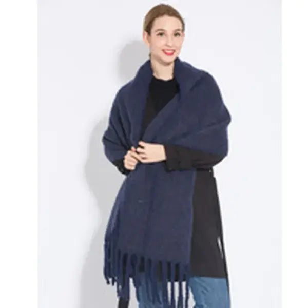 Rainbow Plaid Winter Scarf for Women – Thick Soft Tassel Shawl Wrap in Luxury Style - XW12A-5