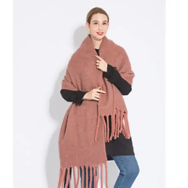 Rainbow Plaid Winter Scarf for Women – Thick Soft Tassel Shawl Wrap in Luxury Style - XW12A-10