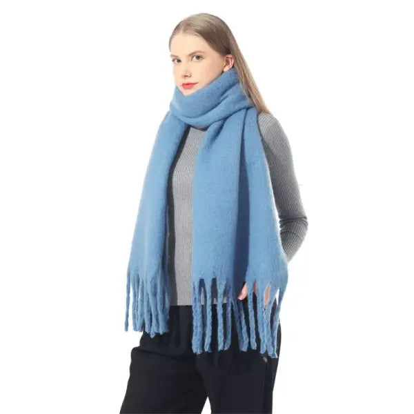 Rainbow Plaid Winter Scarf for Women – Thick Soft Tassel Shawl Wrap in Luxury Style - 2205DS026-06