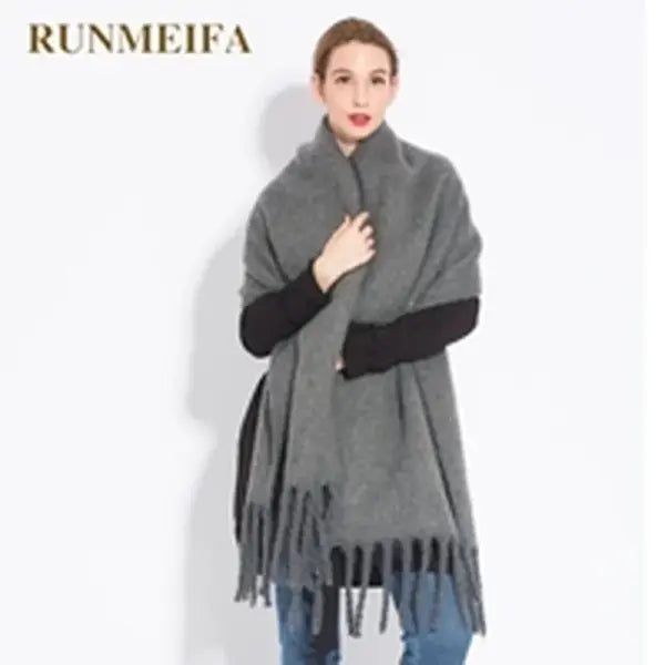 Rainbow Plaid Winter Scarf for Women – Thick Soft Tassel Shawl Wrap in Luxury Style - XW12A-1