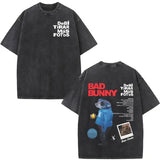 Bad Bunny DTMF Washed Vintage T-Shirt – ’Debi Tirar Mas Fotos’ Album Cover Tee Oversized Hip Hop Streetwear for Men &