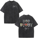 Bad Bunny DTMF Washed Vintage T-Shirt – ’Debi Tirar Mas Fotos’ Album Cover Tee Oversized Hip Hop Streetwear for Men &