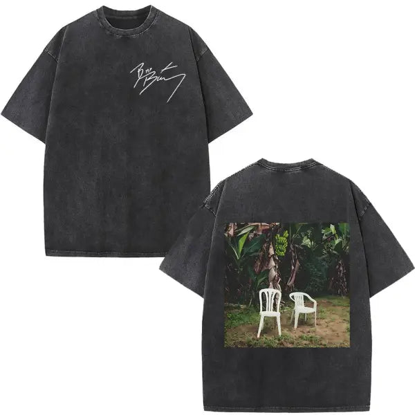 Bad Bunny DTMF Washed Vintage T-Shirt – ’Debi Tirar Mas Fotos’ Album Cover Tee Oversized Hip Hop Streetwear for Men &