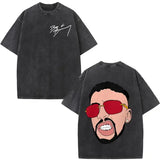 Bad Bunny DTMF Washed Vintage T-Shirt – ’Debi Tirar Mas Fotos’ Album Cover Tee Oversized Hip Hop Streetwear for Men &