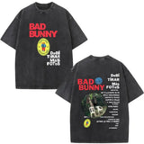 Bad Bunny DTMF Washed Vintage T-Shirt – ’Debi Tirar Mas Fotos’ Album Cover Tee Oversized Hip Hop Streetwear for Men &