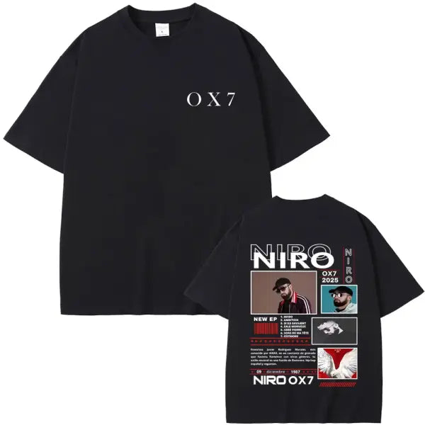 Niro OX7 Album Graphic T-Shirt – Men’s & Women’s Hip Hop Fashion Tee Vintage Washed Cotton Rap Shirt Urban Streetwear