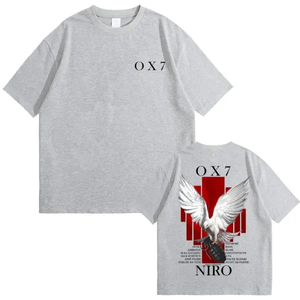 Niro OX7 Album Graphic T-Shirt – Men’s & Women’s Hip Hop Fashion Tee Vintage Washed Cotton Rap Shirt Urban Streetwear
