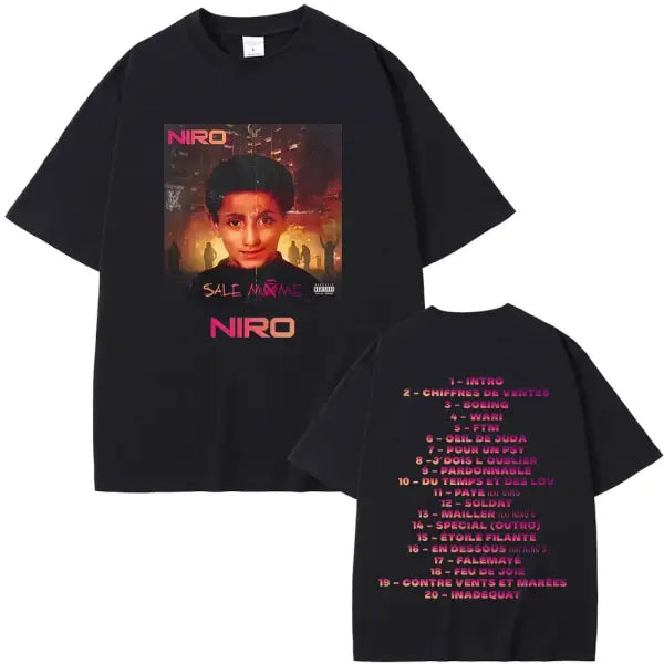 Niro OX7 Album Graphic T-Shirt – Men’s & Women’s Hip Hop Fashion Tee Vintage Washed Cotton Rap Shirt Urban Streetwear