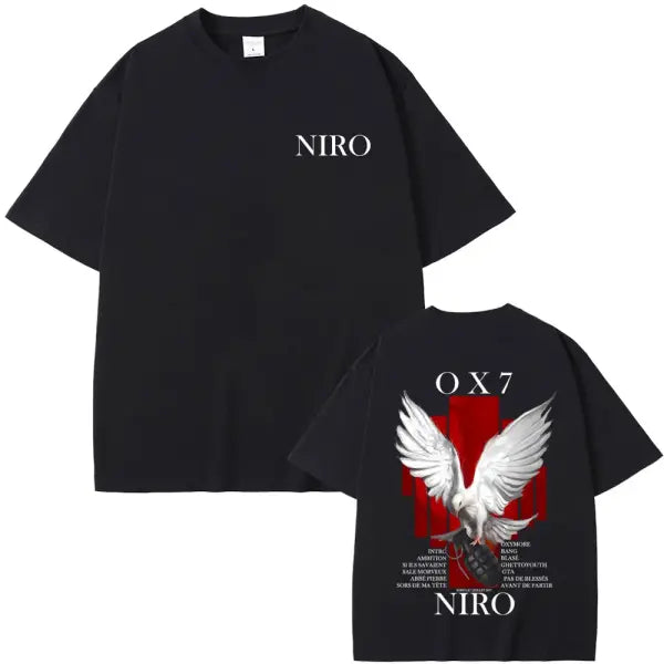 Niro OX7 Album Graphic T-Shirt – Men’s & Women’s Hip Hop Fashion Tee Vintage Washed Cotton Rap Shirt Urban Streetwear