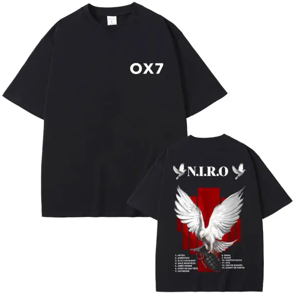 Niro OX7 Album Graphic T-Shirt – Men’s & Women’s Hip Hop Fashion Tee Vintage Washed Cotton Rap Shirt Urban Streetwear