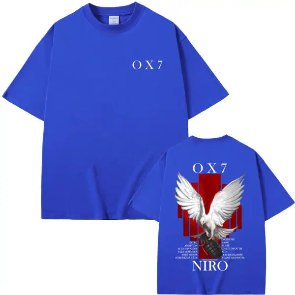 Niro OX7 Album Graphic T-Shirt – Men’s & Women’s Hip Hop Fashion Tee Vintage Washed Cotton Rap Shirt Urban Streetwear