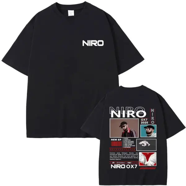 Niro OX7 Album Graphic T-Shirt – Men’s & Women’s Hip Hop Fashion Tee Vintage Washed Cotton Rap Shirt Urban Streetwear