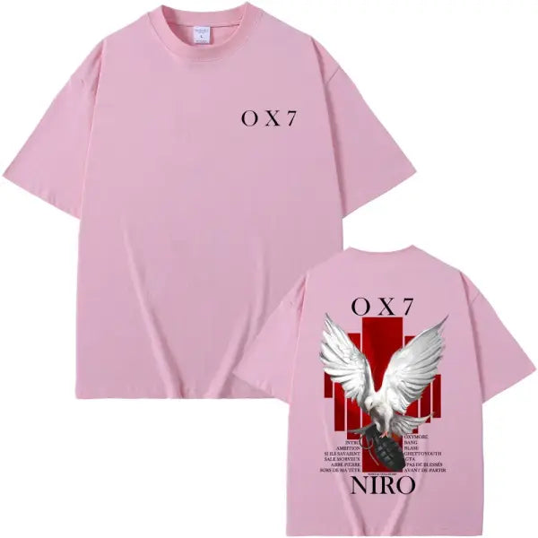 Niro OX7 Album Graphic T-Shirt – Men’s & Women’s Hip Hop Fashion Tee Vintage Washed Cotton Rap Shirt Urban Streetwear