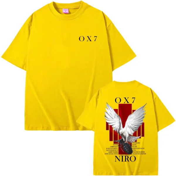 Niro OX7 Album Graphic T-Shirt – Men’s & Women’s Hip Hop Fashion Tee Vintage Washed Cotton Rap Shirt Urban Streetwear