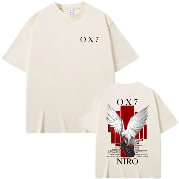 Niro OX7 Album Graphic T-Shirt – Men’s & Women’s Hip Hop Fashion Tee Vintage Washed Cotton Rap Shirt Urban Streetwear