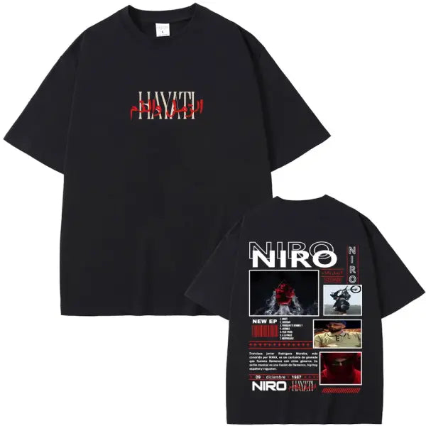 Niro OX7 Album Graphic T-Shirt – Men’s & Women’s Hip Hop Fashion Tee Vintage Washed Cotton Rap Shirt Urban Streetwear