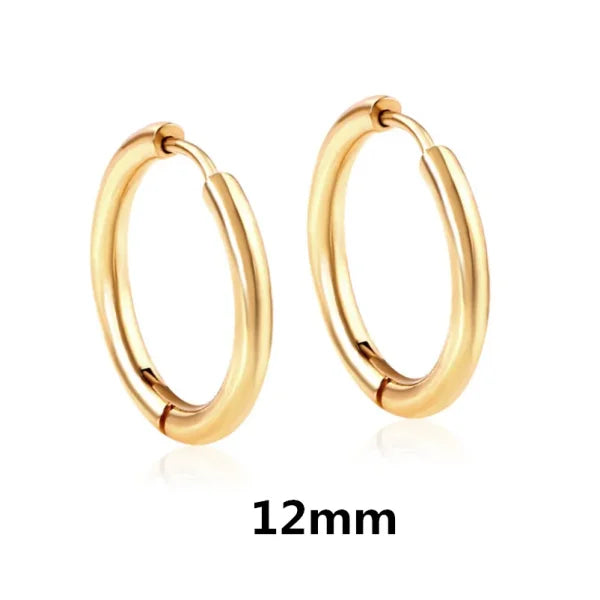 Real Gold Plated Hoop Dangle Earrings – Stainless Steel Heart & Cone Design - Himpall