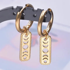 Real Gold Plated Hoop Dangle Earrings – Stainless Steel Heart & Cone Design - Himpall
