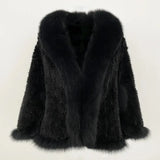 Real Mink Fur coat Women Autumn Winter Shawl Fashion Knitted Genuine Mink Fur jacket Cape Scarf Natural Fox Fur Collar