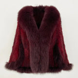 Real Mink Fur coat Women Autumn Winter Shawl Fashion Knitted Genuine Mink Fur jacket Cape Scarf Natural Fox Fur Collar