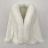 Real Mink Fur coat Women Autumn Winter Shawl Fashion Knitted Genuine Mink Fur jacket Cape Scarf Natural Fox Fur Collar