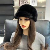 Women’s Luxury 100% Genuine Mink Fur Hat – Handmade Natural Winter Fur Cap for Extreme Warmth Elegant Real Mink Fur