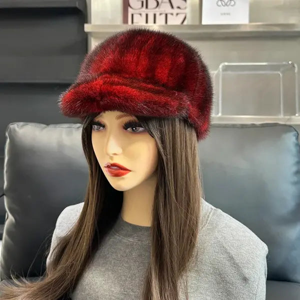 Women’s Luxury 100% Genuine Mink Fur Hat – Handmade Natural Winter Fur Cap for Extreme Warmth Elegant Real Mink Fur