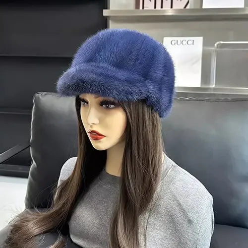 Women’s Luxury 100% Genuine Mink Fur Hat – Handmade Natural Winter Fur Cap for Extreme Warmth Elegant Real Mink Fur