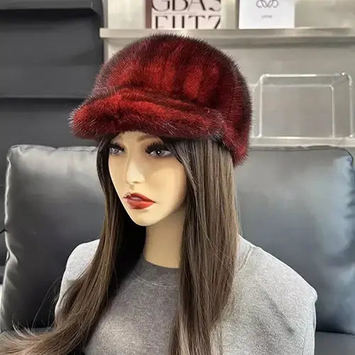 Women’s Luxury 100% Genuine Mink Fur Hat – Handmade Natural Winter Fur Cap for Extreme Warmth Elegant Real Mink Fur