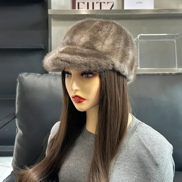 Women’s Luxury 100% Genuine Mink Fur Hat – Handmade Natural Winter Fur Cap for Extreme Warmth Elegant Real Mink Fur