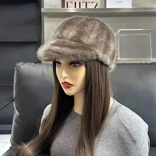 Women’s Luxury 100% Genuine Mink Fur Hat – Handmade Natural Winter Fur Cap for Extreme Warmth Elegant Real Mink Fur