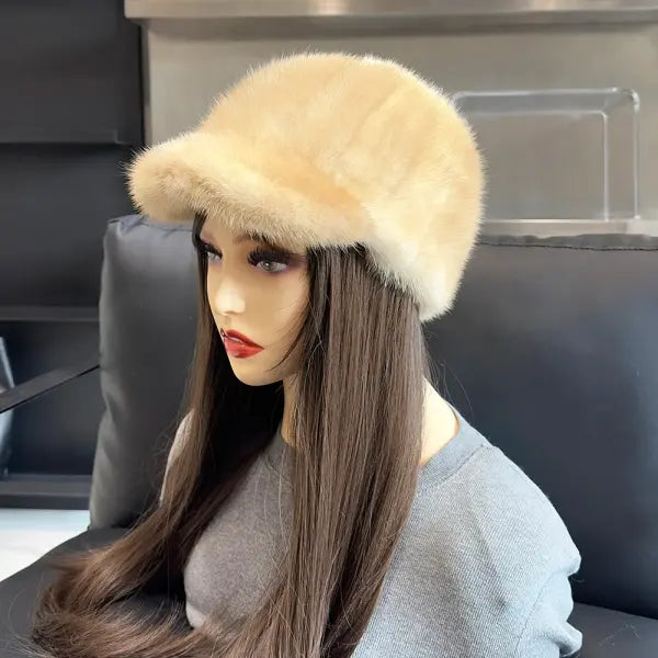 Women’s Luxury 100% Genuine Mink Fur Hat – Handmade Natural Winter Fur Cap for Extreme Warmth Elegant Real Mink Fur
