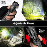 Rechargeable LED Flashlight Zoomable Torch with LCD Display 3 Modes Waterproof High Power Hand Light Outdoor Wilderness