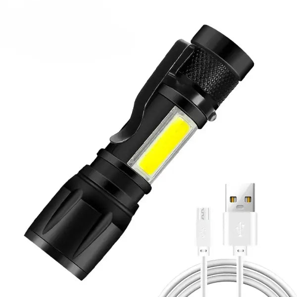 Rechargeable LED Flashlight – Zoomable Torch with LCD 3 Modes Waterproof High-Power Outdoor Light - Mini 1PC / Built