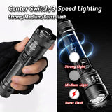 Rechargeable LED Flashlight Zoomable Torch with LCD Display 3 Modes Waterproof High Power Hand Light Outdoor Wilderness