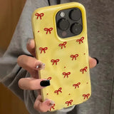 Red Bow Dots Folds Texture Phone Case For iPhone 11 Funda iPhone 17 13 14 15 16 Pro Max 12 Plus 14promax Shockproof