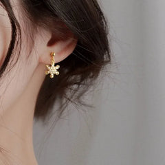 Red Bow Knot Snowflakes Drop Earrings for Christmas Celebrations - Himpall
