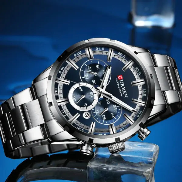 Curren Quartz Chronograph Watch Stainless Steel Material Luxury