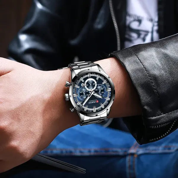 Curren Quartz Chronograph Watch Stainless Steel Material Luxury