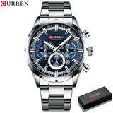 Curren Quartz Chronograph Watch Stainless Steel Material Luxury